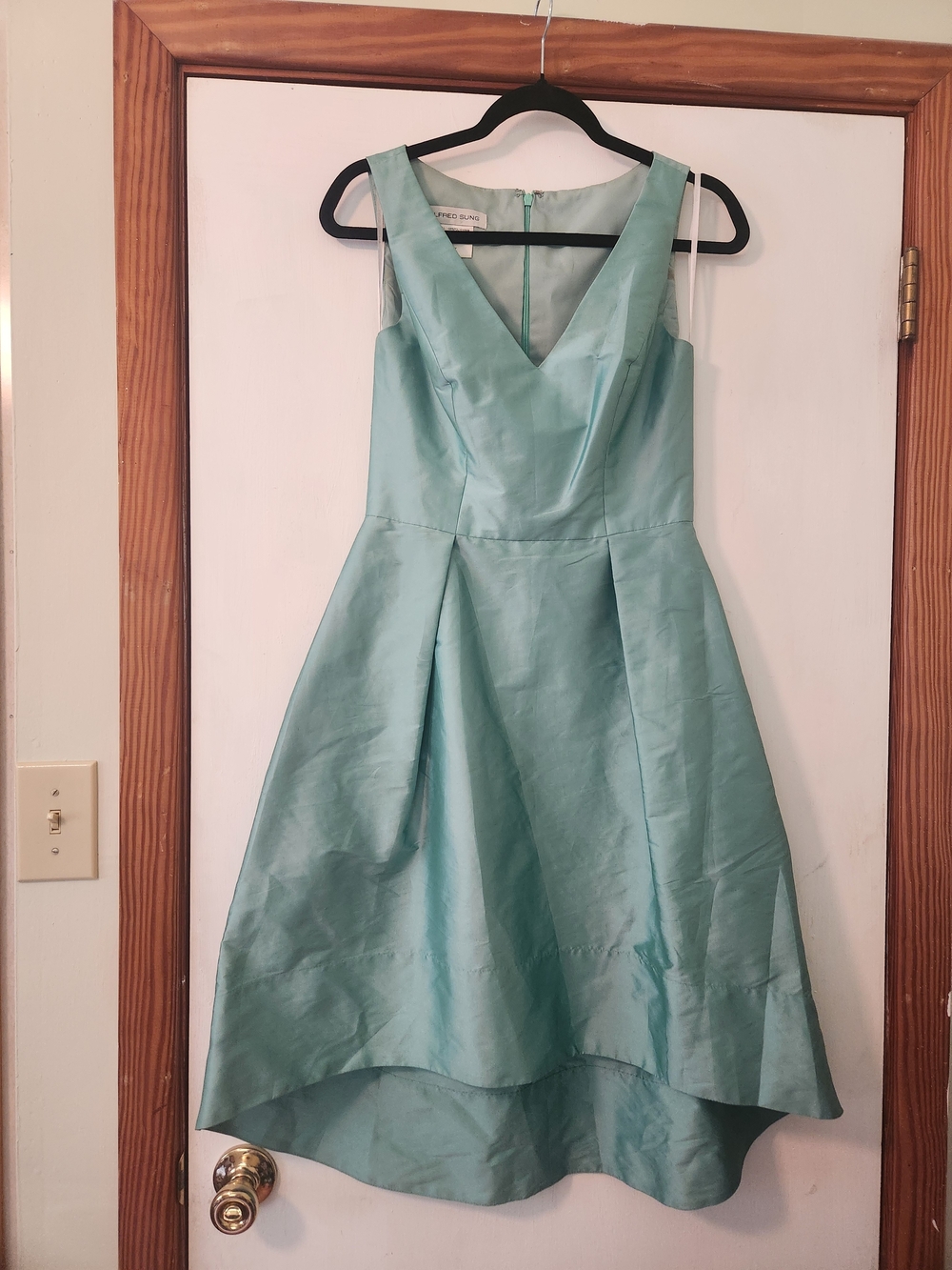 ALFRED SUNG Light Teal Green Sleeveless Dress